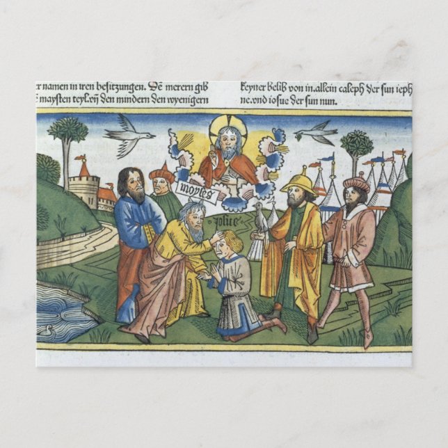Numbers 27 18-23 Moses lays his hand upon Joshua, Postcard (Front)