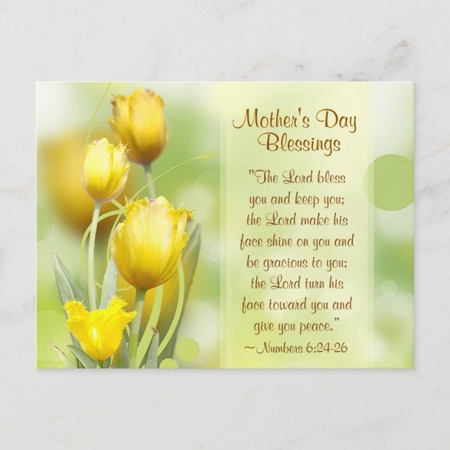 Numbers 6:24-26, Mother's Day Blessings, Tulips Postcard (Front)