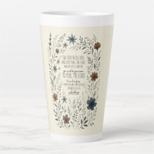 Numbers 6:24–26 Priestly Blessing Vintage Floral Latte Mug