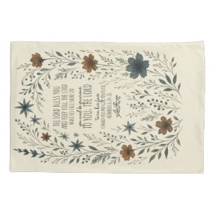 Numbers 6:24–26 Priestly Blessing Vintage Floral Pillowcase