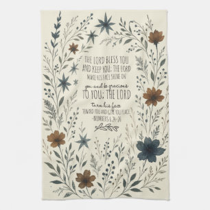 Numbers 6:24–26 Priestly Blessing Vintage Floral Tea Towel