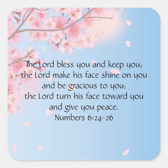 Numbers 6:24-26 The Lord Bless You and Keep You Square Sticker (Front)