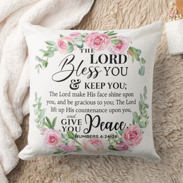 Numbers 6:24-26 The Lord Bless you Bible Rose Cushion (Blanket)