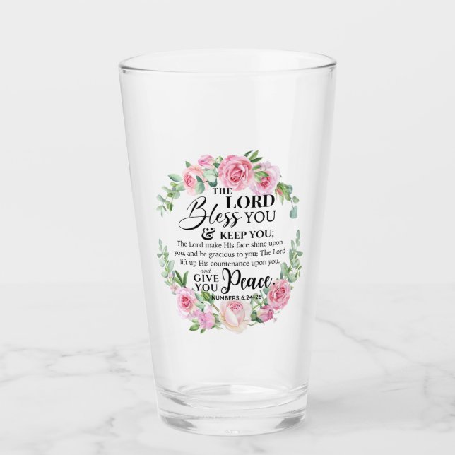 Numbers 6:24-26 The Lord Bless you Bible Rose Glass (Front)