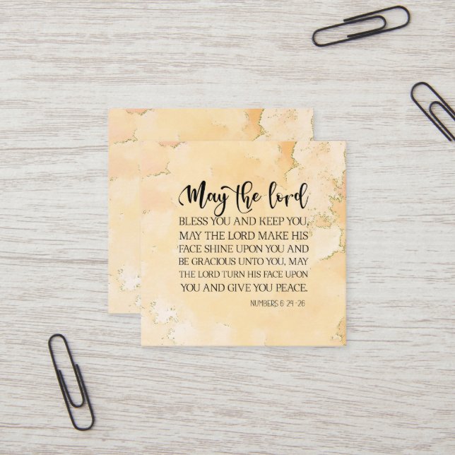 Numbers 6:24-26 The Lord Bless You Bible Verse Square Business Card (Front/Back In Situ)