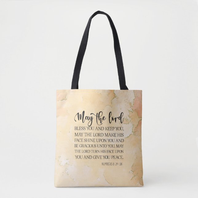 Numbers 6:24-26 The Lord Bless You Bible Verse Tote Bag (Front)
