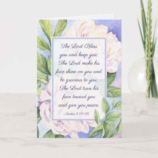 Numbers 6 24-26 The Lord Bless You Flowers Card (Front)