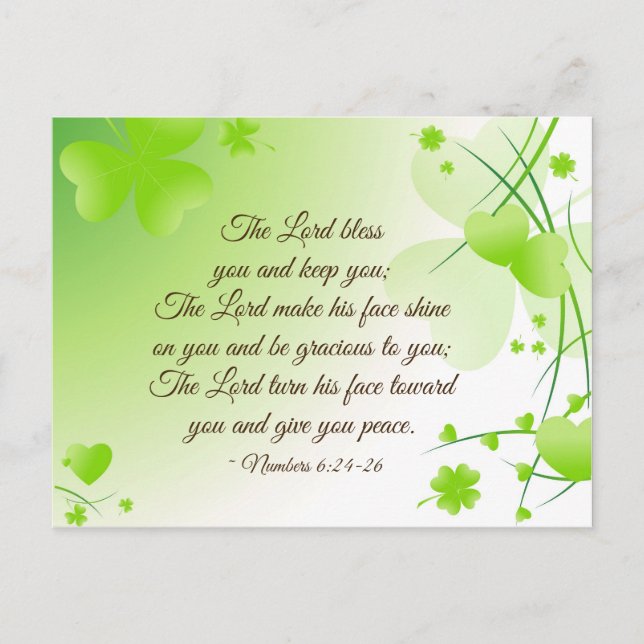 Numbers 6 24-26 The Lord Bless You Irish Design Postcard (Front)