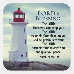 Numbers 6 24-26 The Lord Bless You, Lighthouse Square Sticker