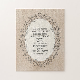Numbers 6:24–26 The Lord Bless You Neutral Vintage Jigsaw Puzzle