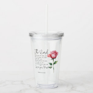 Numbers 6:24-26 The Lord Bless you Rose Flower Acrylic Tumbler