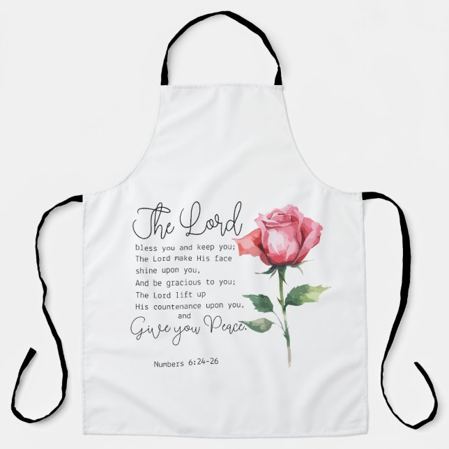 Numbers 6:24-26 The Lord Bless you Rose Flower Apron (Front)