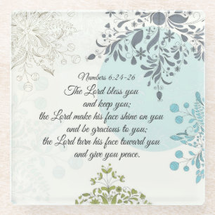 Numbers 6 24-26 The Lord Bless You, Vintage Glass Coaster