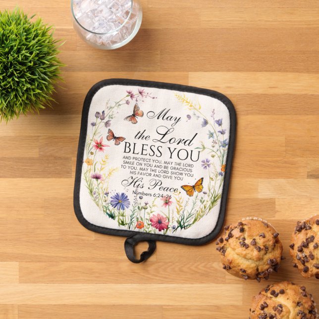 Numbers 6:24-26 The Lord Bless you Wildflower Pot Holder (Top Down)