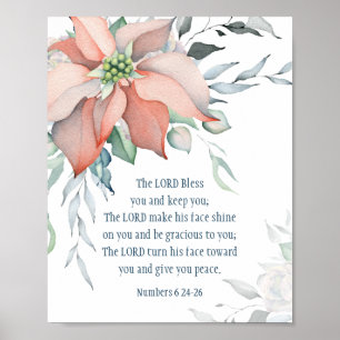 Numbers 6:24-26 The Lord Bless You Winter Floral Poster