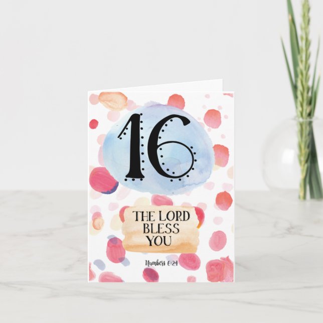 Numbers 6:24 Sweet 16th Birthday Card (Front)