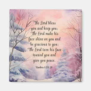 Numbers 6 Lord Bless You Bible Verse Winter Scene Magnet