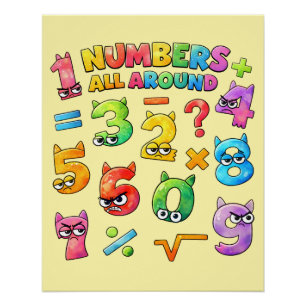 Numbers All Around Maths Poster for Kids UK 