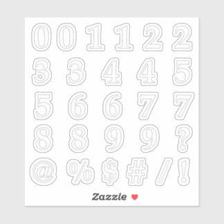 Numbers and Symbols in Stitches Cut Out