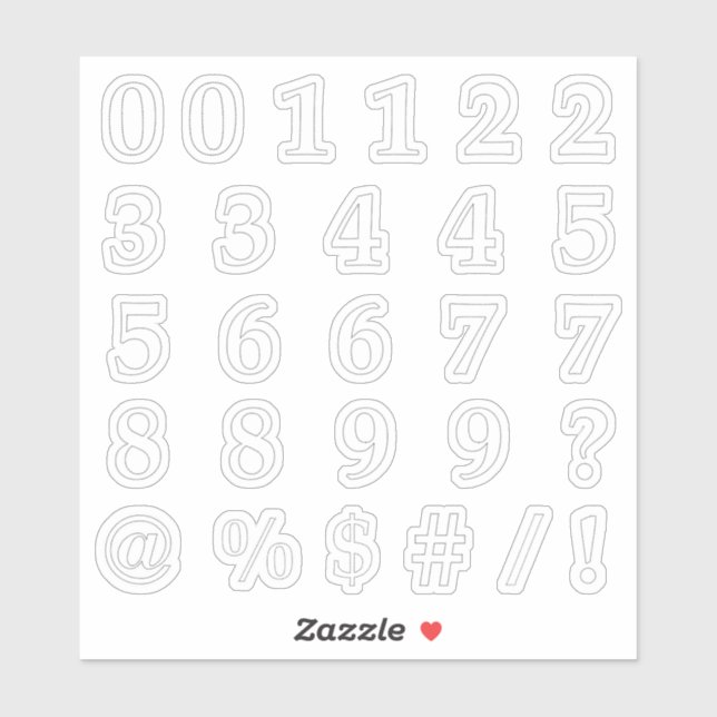 Numbers and Symbols in Stitches Cut Out (Sheet)