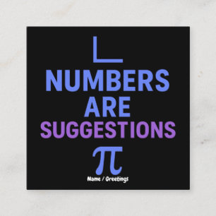 Numbers Are Suggestions Blue Purple Minimal Math Square Business Card