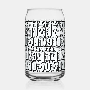 Numbers Black White        Can Glass