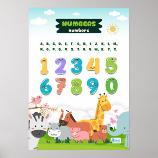 Numbers Featuring Cute Animals Poster