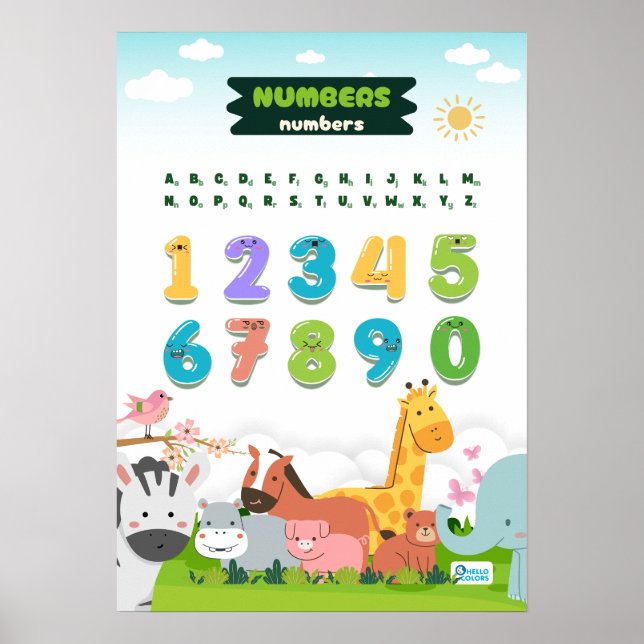 Numbers Featuring Cute Animals Poster (Front)