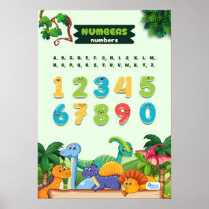Numbers Featuring Dinosaurs Poster