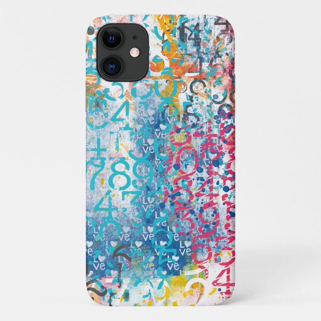 Numbers Hearts Love Graffiti Collage Case-Mate iPhone Case (Back)
