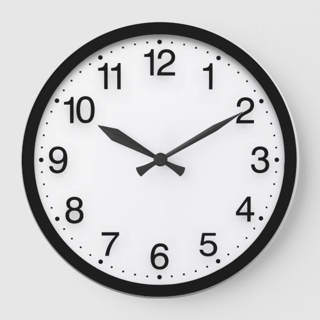 Numbers Minimalism Black White  Classy Elegant Large Clock (Front)