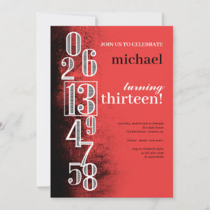 Numbers on Grunge Background Birthday Party Invitation