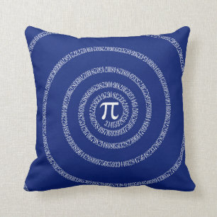 Numbers Spiral for Pi on Navy Blue Cushion