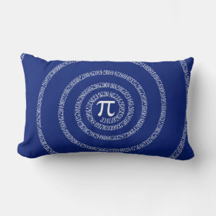 Numbers Spiral for Pi on Navy Blue Lumbar Cushion