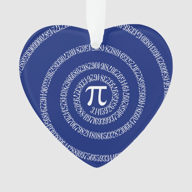 Numbers Spiral for Pi on Navy Blue Ornament (Front)