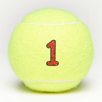 Numeral 1, one, 1 year, number 1, number one tennis balls