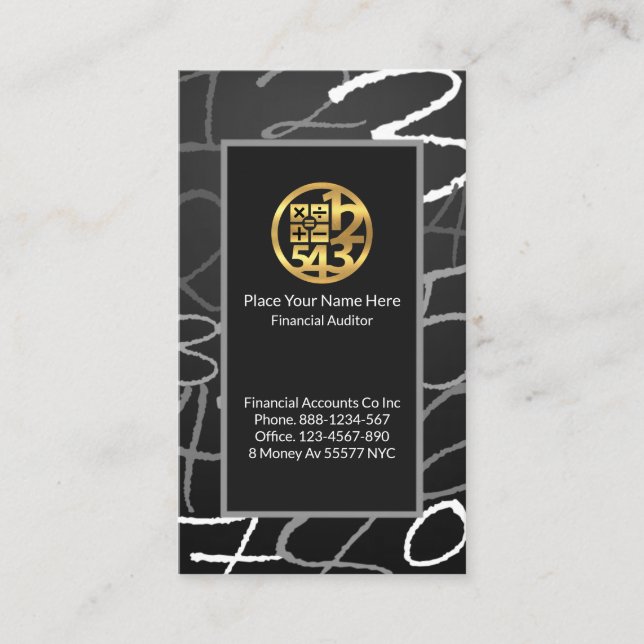 Numerical Numbers Financial Frame Business Card (Front)