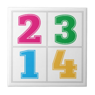 Numerical serie 1234 ceramic tile