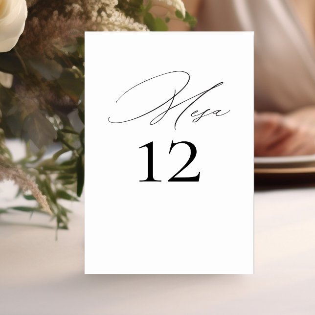 Numero de Mesa Boda Elegante Caligrafía  Table Number (Creator Uploaded)