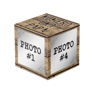 Numero Uno Papa in Rustic Wood-Framed Photos Cube