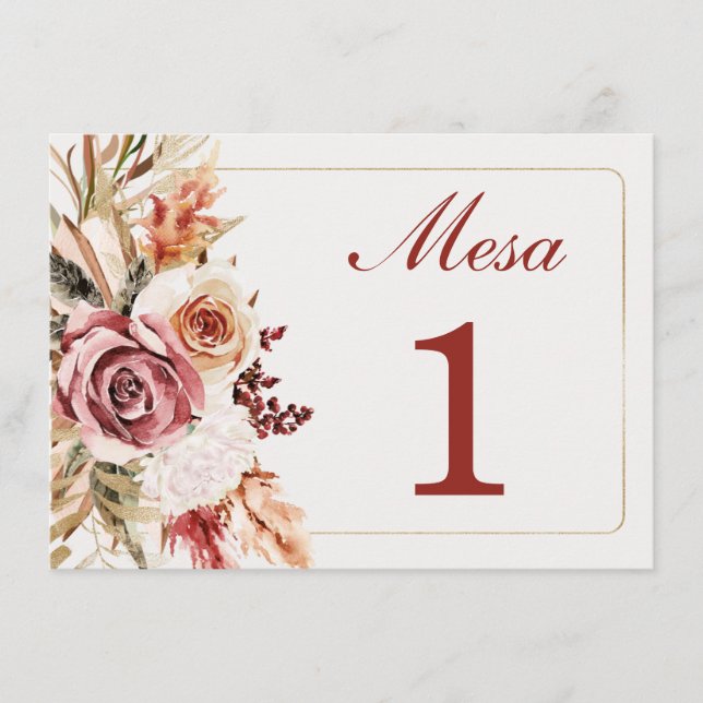 Numeros de Mesa para Bodas Menu (Front)