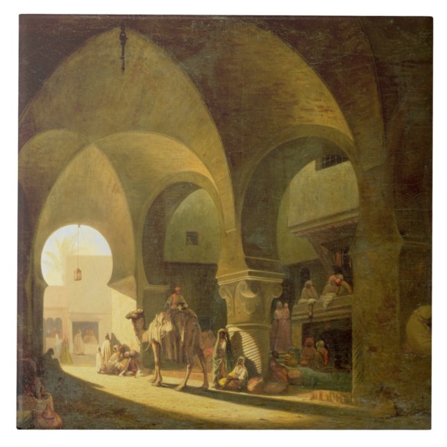 Numerous Figures in a North African Bazaar, 1839 ( Ceramic Tile (Front)