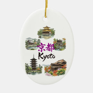 Numerous tourist attractions in Kyoto, Japan Ceramic Ornament