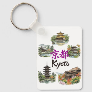 Numerous tourist attractions in Kyoto, Japan Key Ring