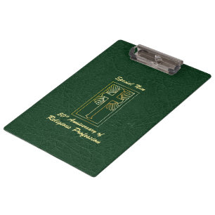 Nun 50th Anniversary of Religious Profession Green Clipboard