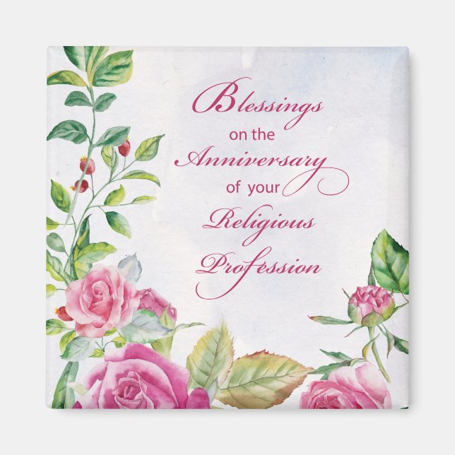 Nun Anniversary of Religious Profession Pink Roses Magnet (Front)