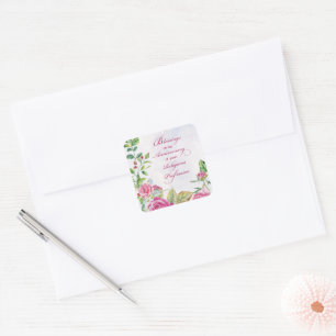 Nun Anniversary of Religious Profession Pink Roses Square Sticker