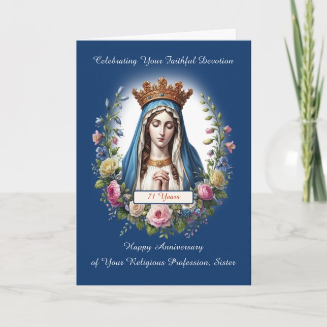 Nun Anniversary of Religious Profession with Mary  Card (Front)