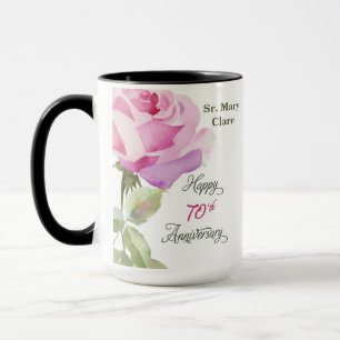 Nun Custom Name 70th Anniversary Jubilee Rose Mug