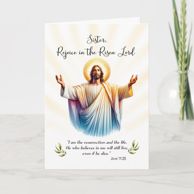 Nun Easter Jesus is Risen Rejoice with Scripture Card (Front)